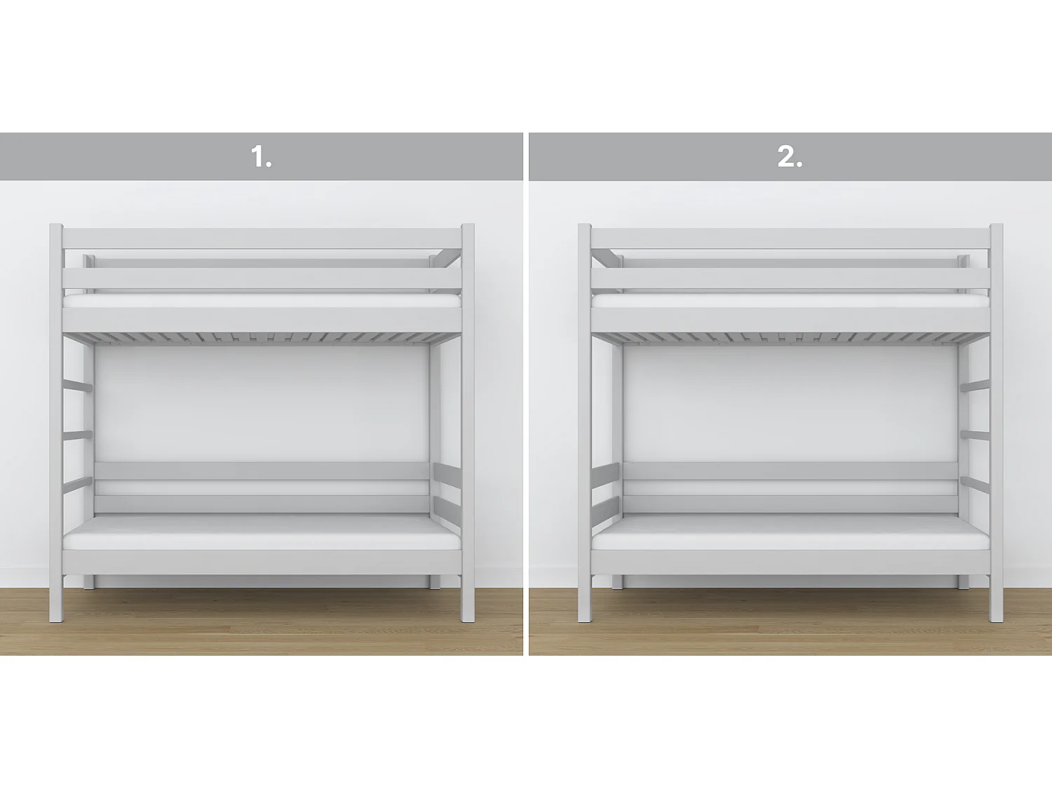 Lit superposé en bois N03 Gris 80x190