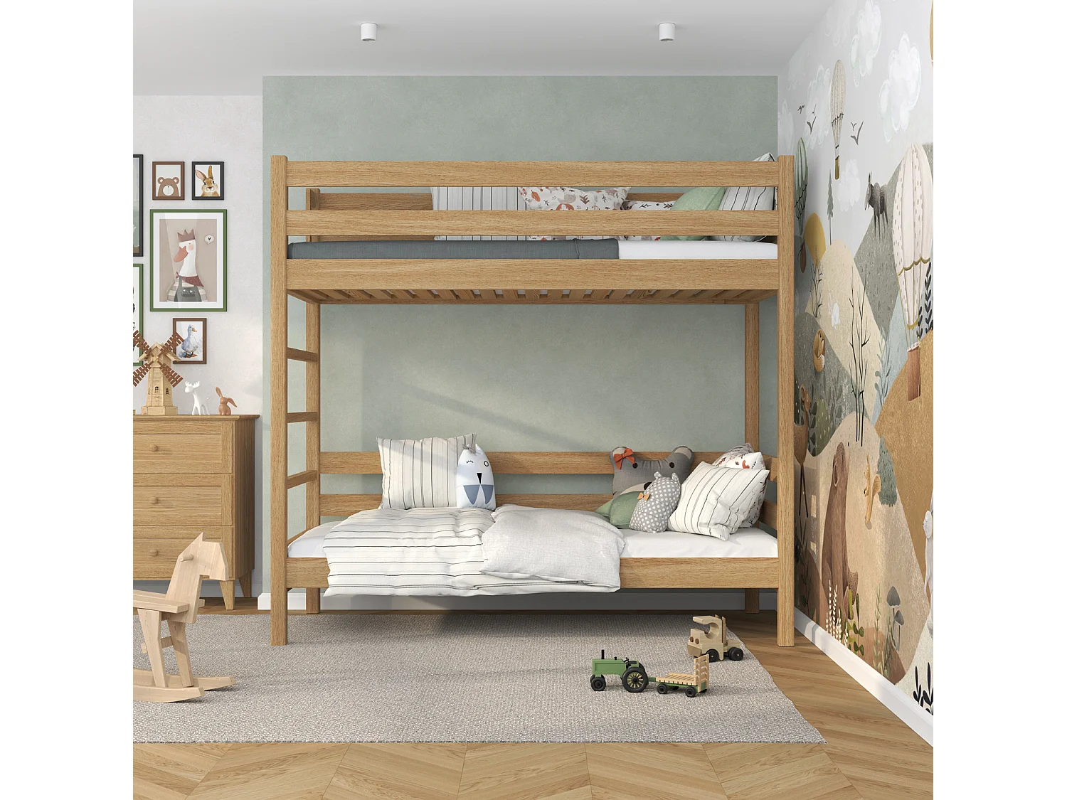 Lit superposé en chêne N03 Chêne Naturel 80x200