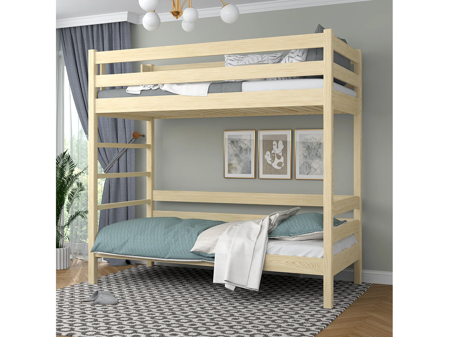 Lit superposé en bois N03 Pin Clair 100x200