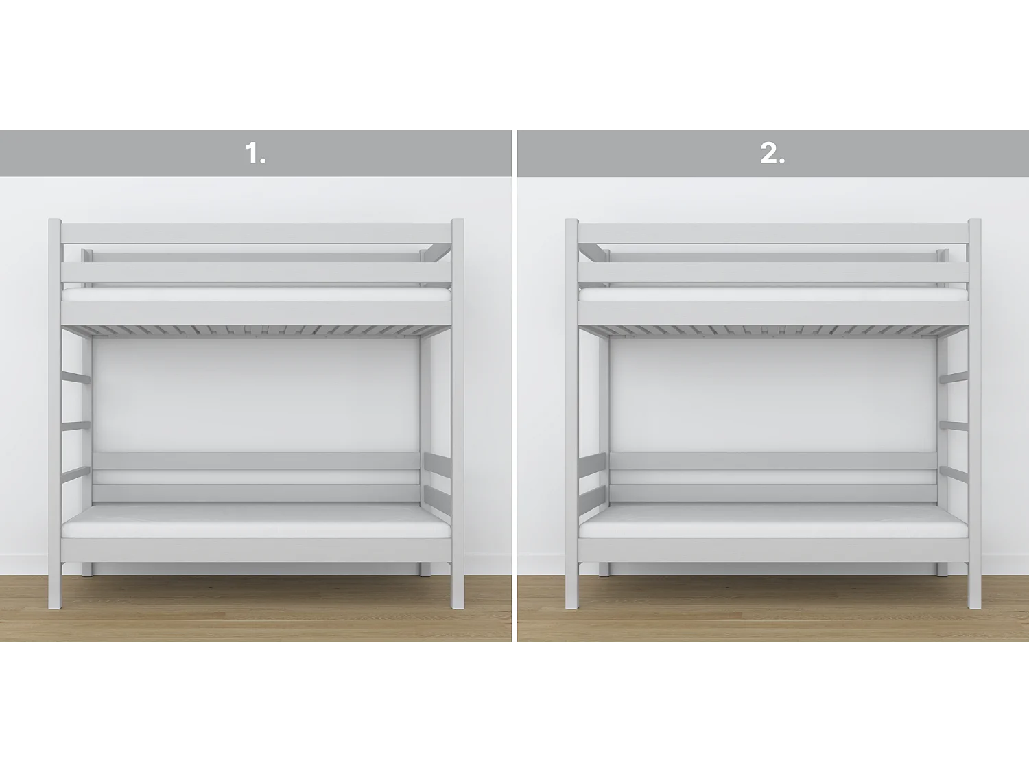 Lit superposé en bois N03 Gris 90x190