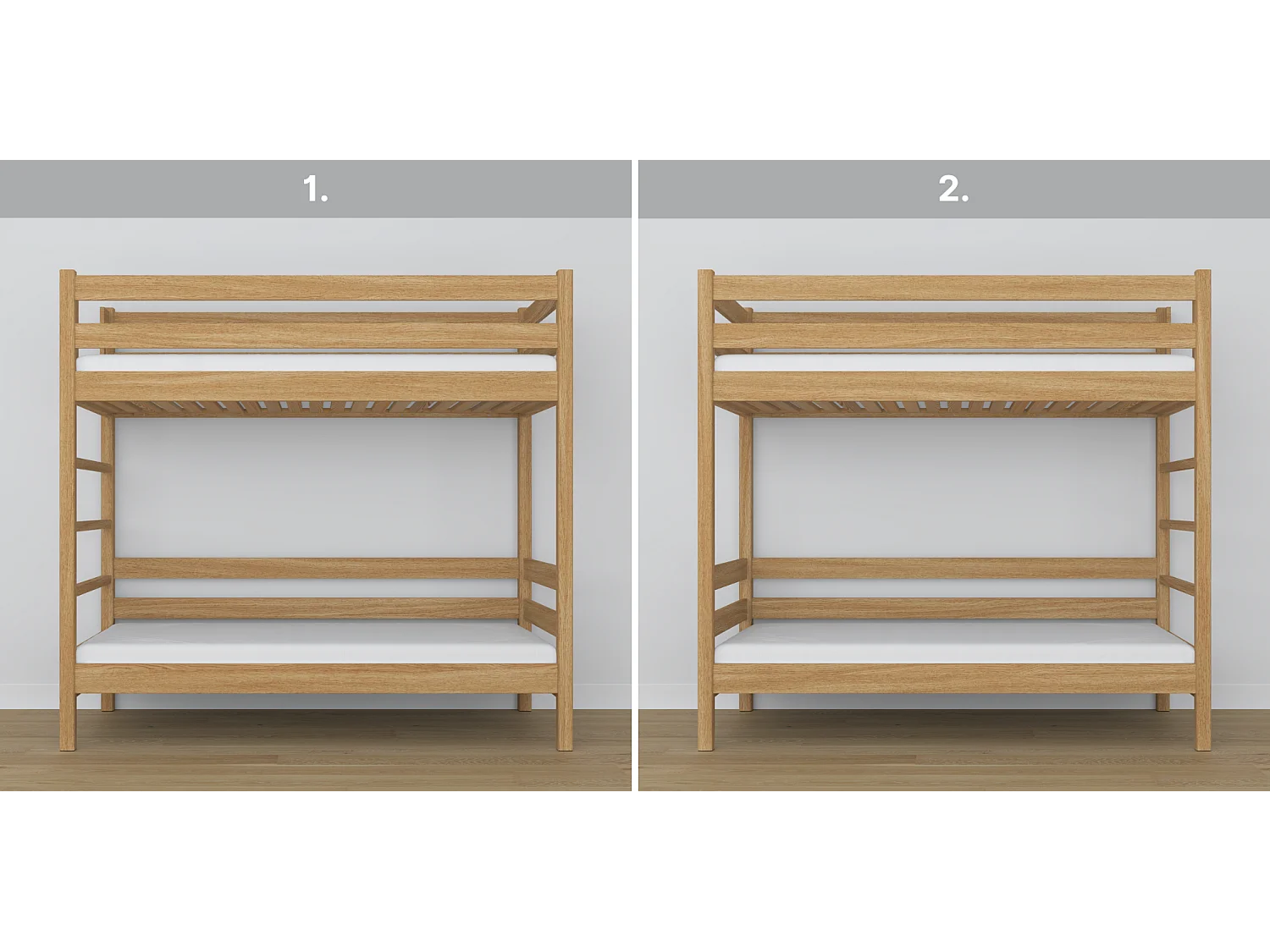 ETAGENBETT N03 Eiche Natur 80x180