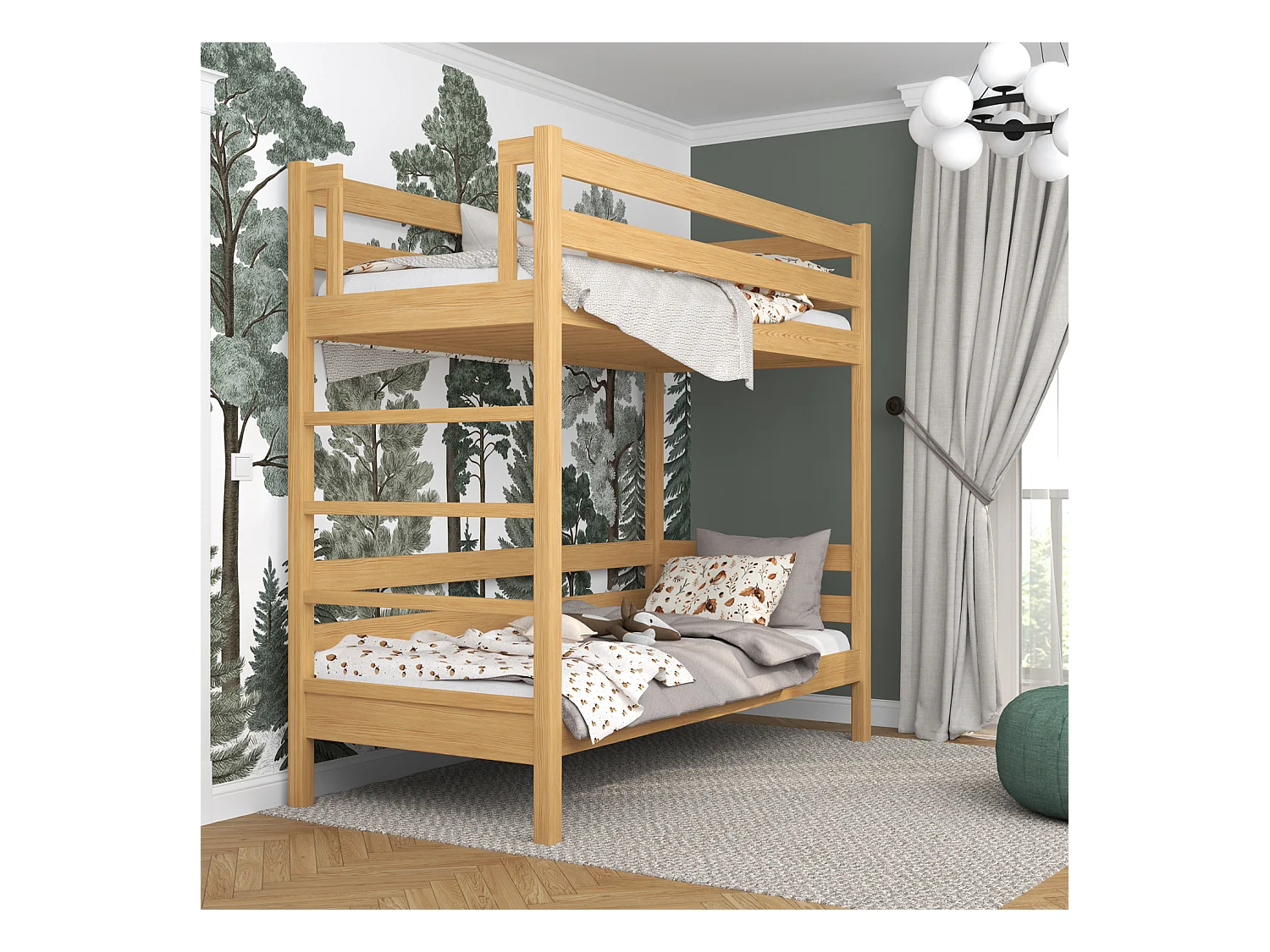 Lit superposé en bois N03 Pin Naturel 100x180