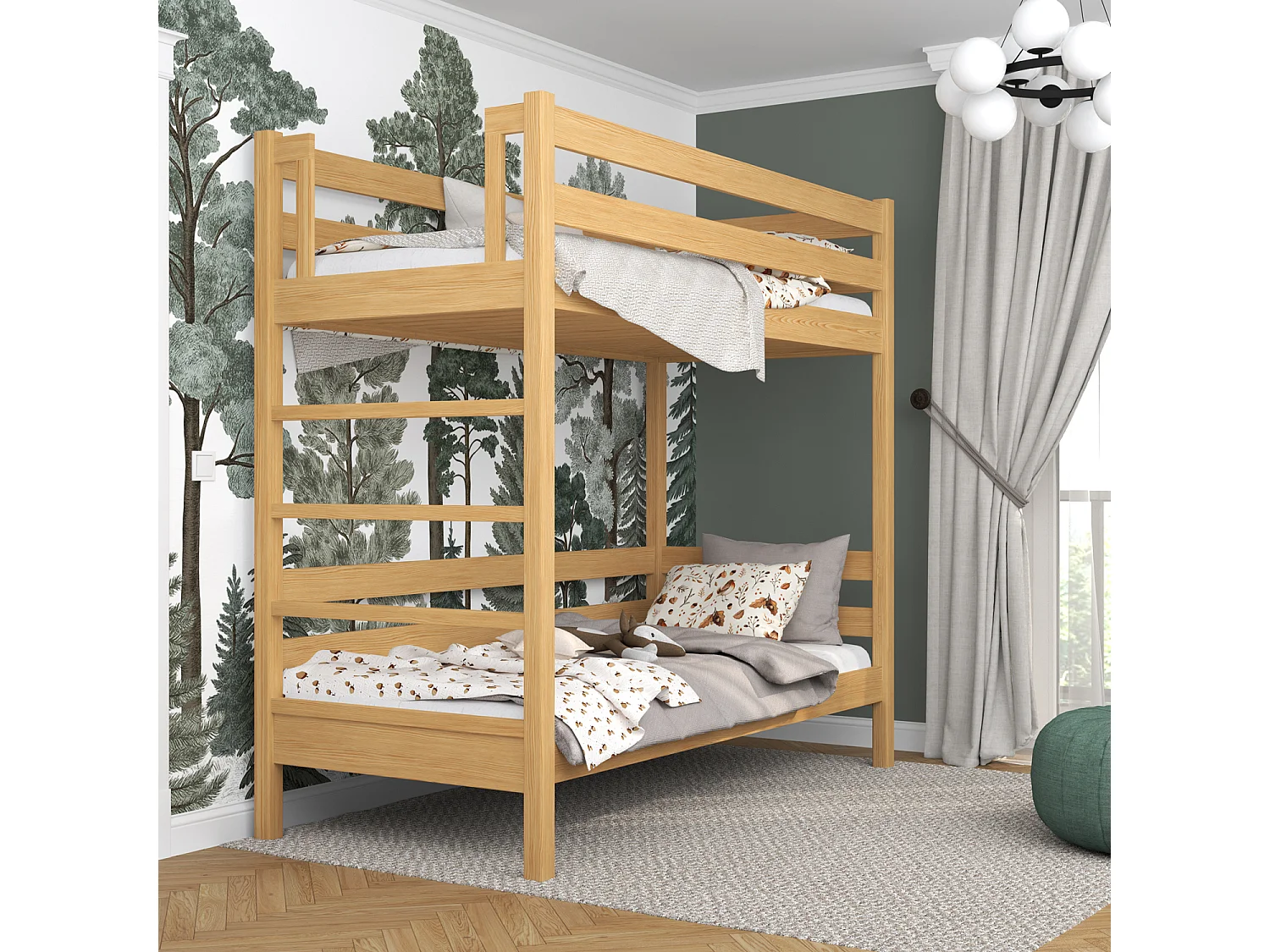 Lit superposé en bois N03 Pin Naturel 100x180