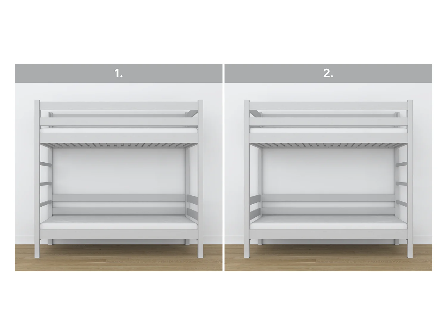 Lit superposé en bois N03 Gris 90x200