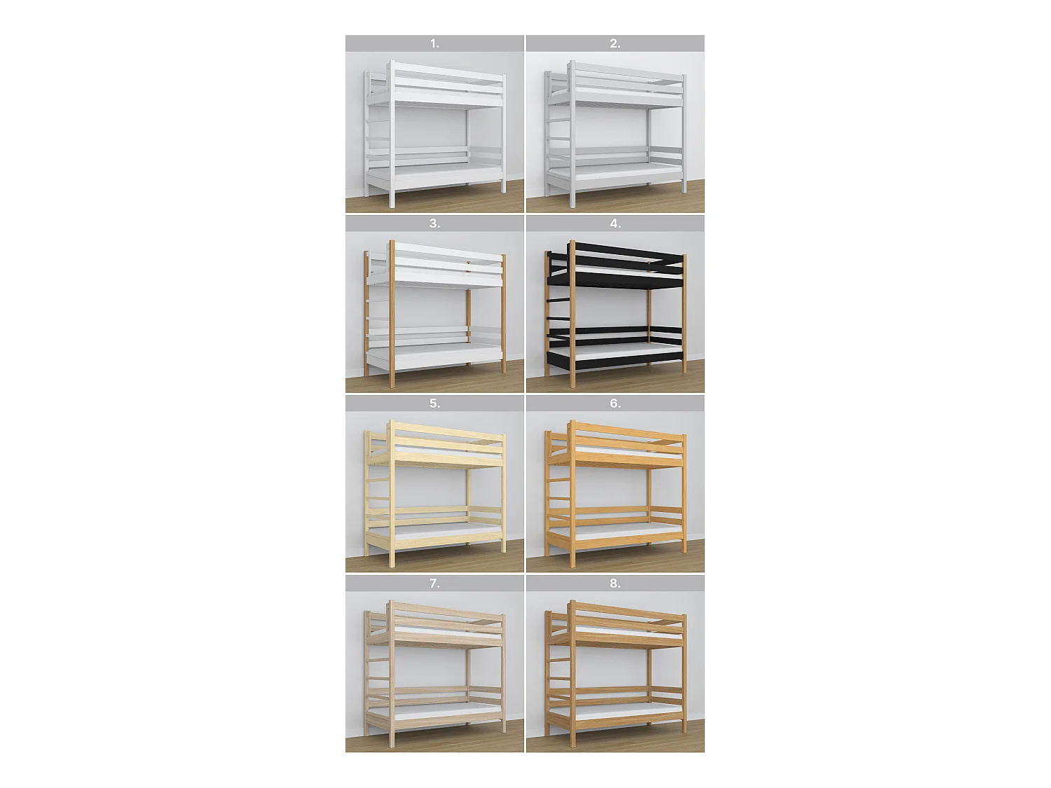 Lit superposé en bois N03 Gris 90x200