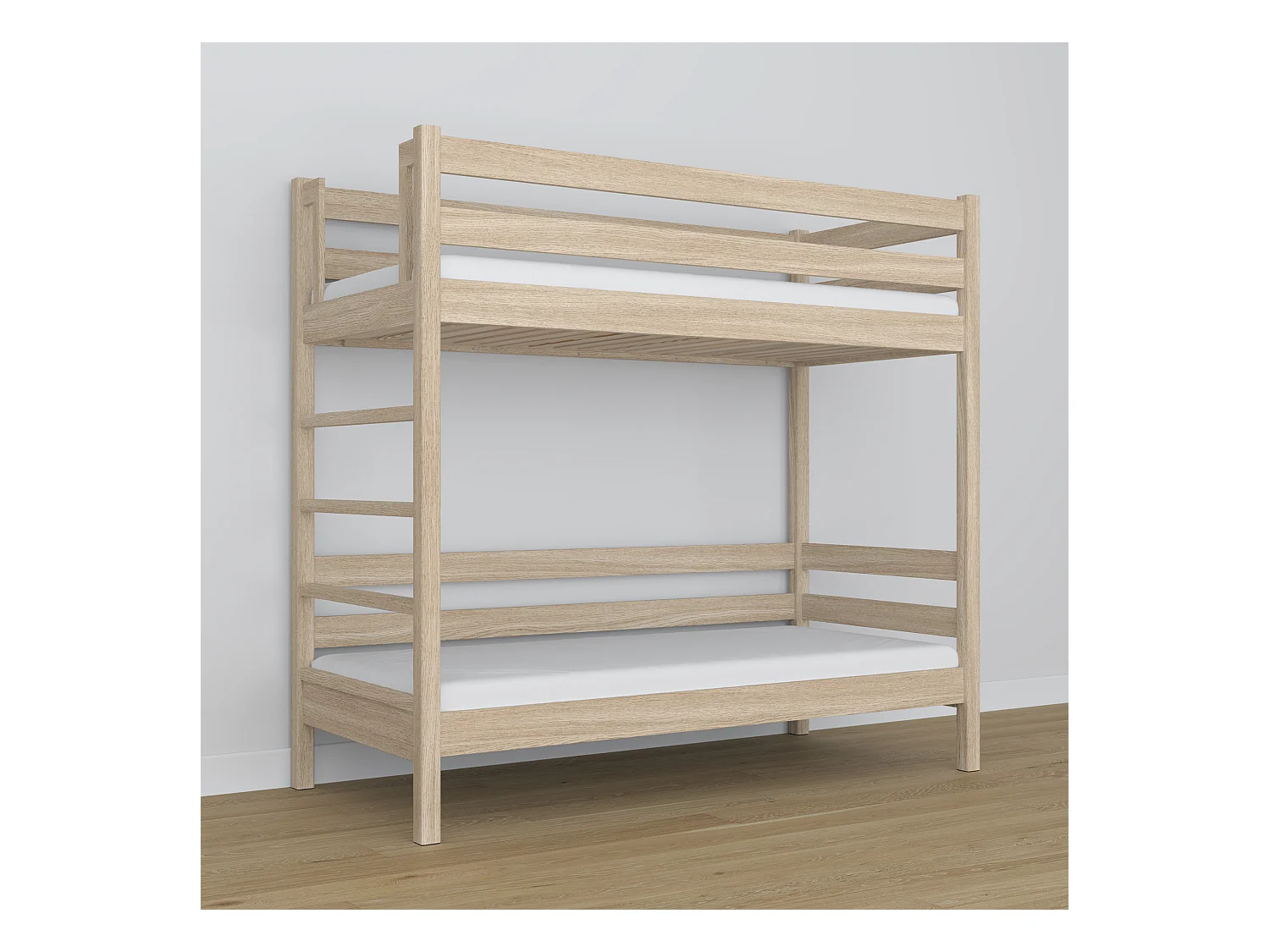 Lit superposé en chêne N03 Chêne Blanchi 100x200