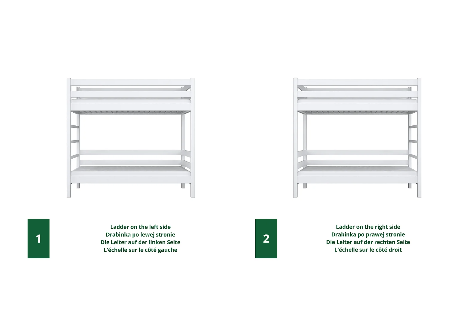 Lit superposé en bois N03 Blanc 80x200