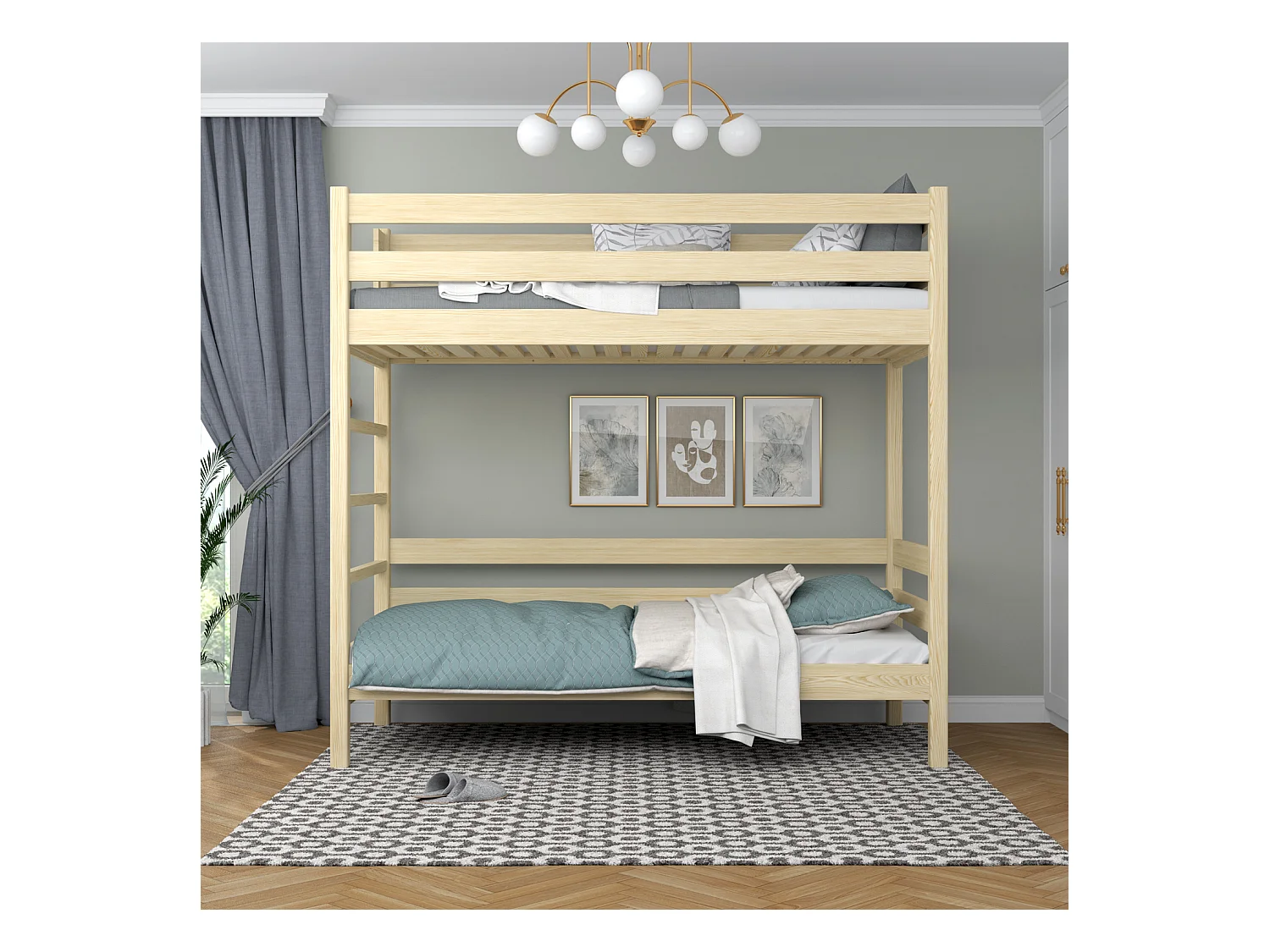 Lit superposé en bois N03 Pin Clair 100x180