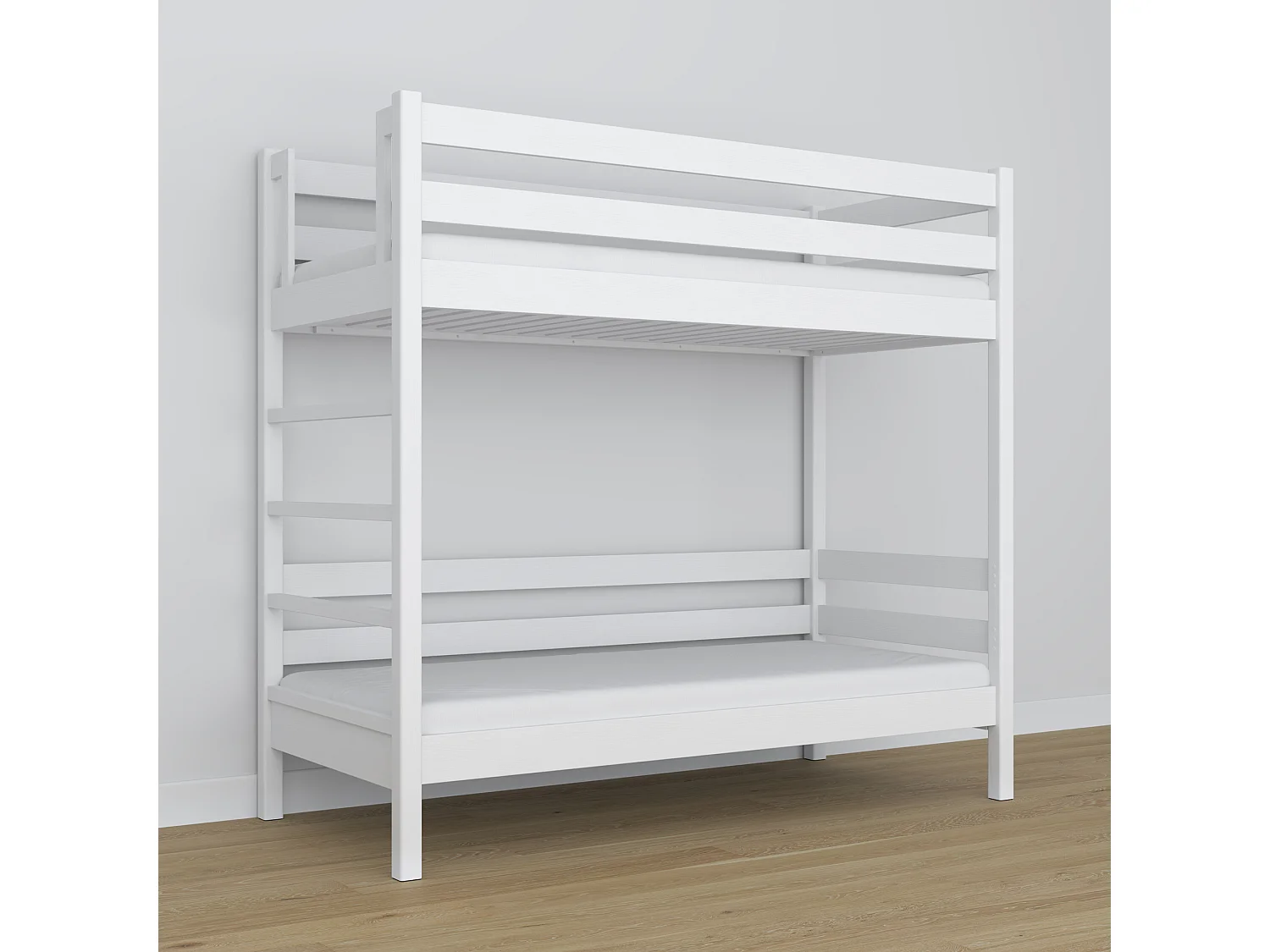 Lit superposé en bois N03 Blanc 90x180