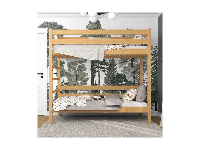 Lit superposé en bois N03 Pin Naturel 90x200