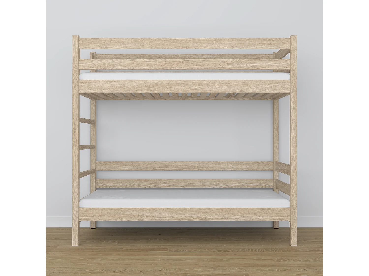 Lit superposé en chêne N03 Chêne Blanchi 90x180