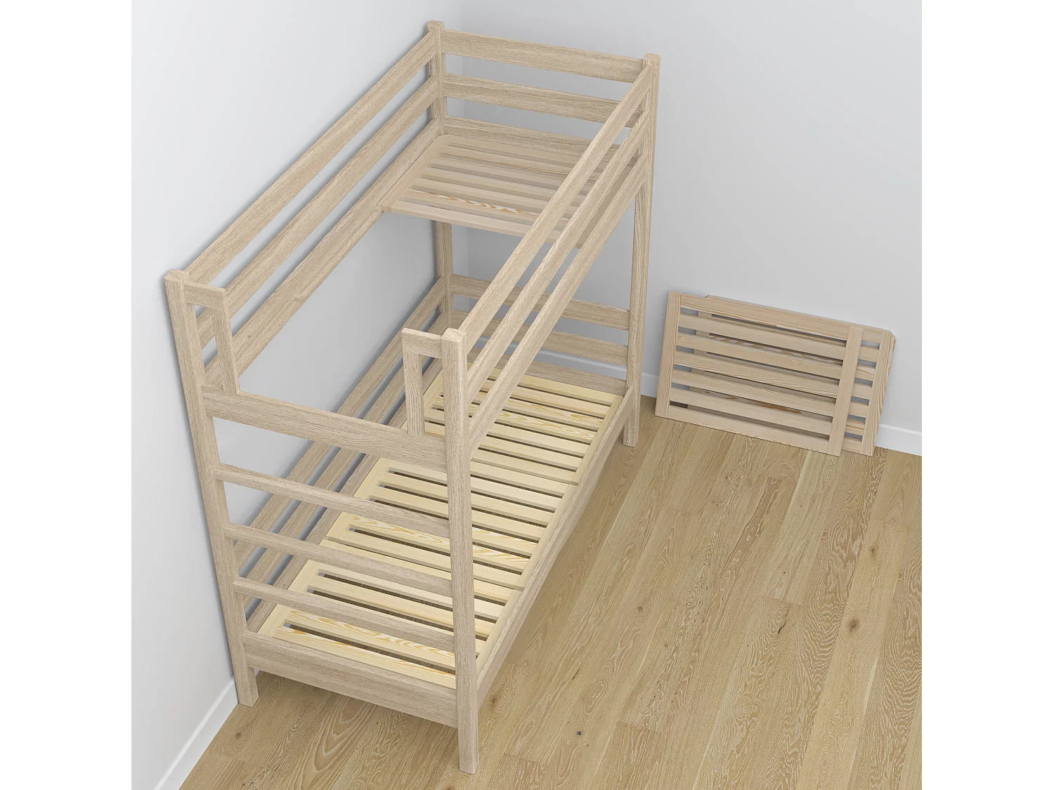 Lit superposé en chêne N03 Chêne Blanchi 90x200