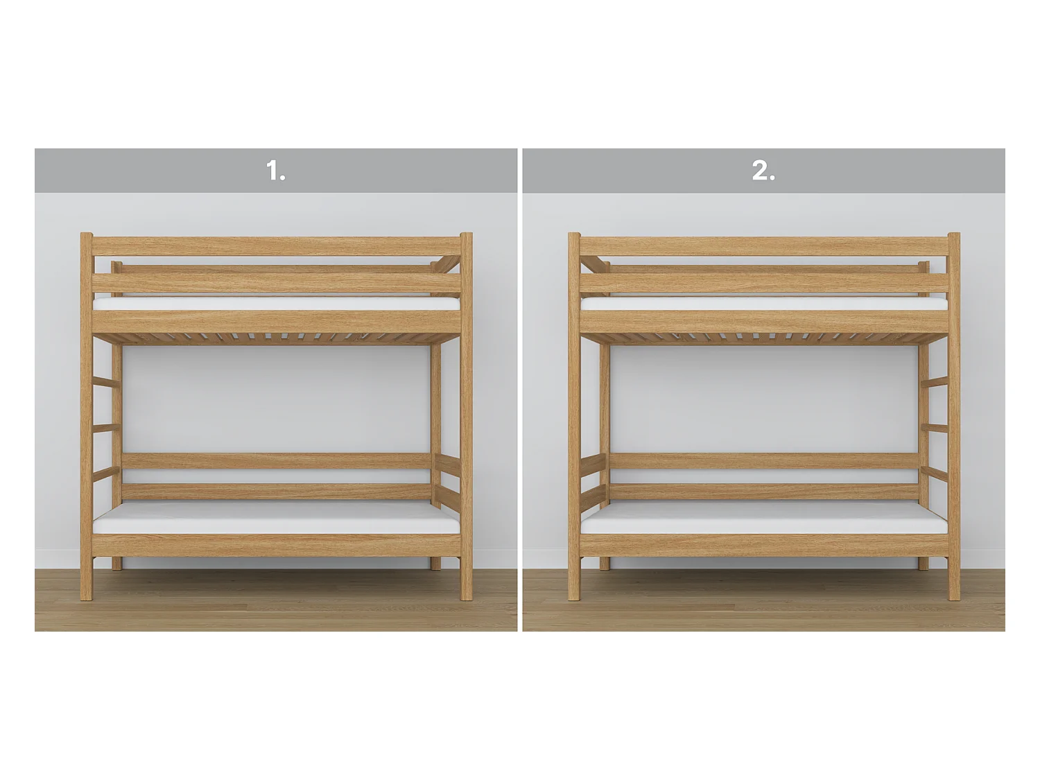 Lit superposé en chêne N03 Chêne Naturel 100x200