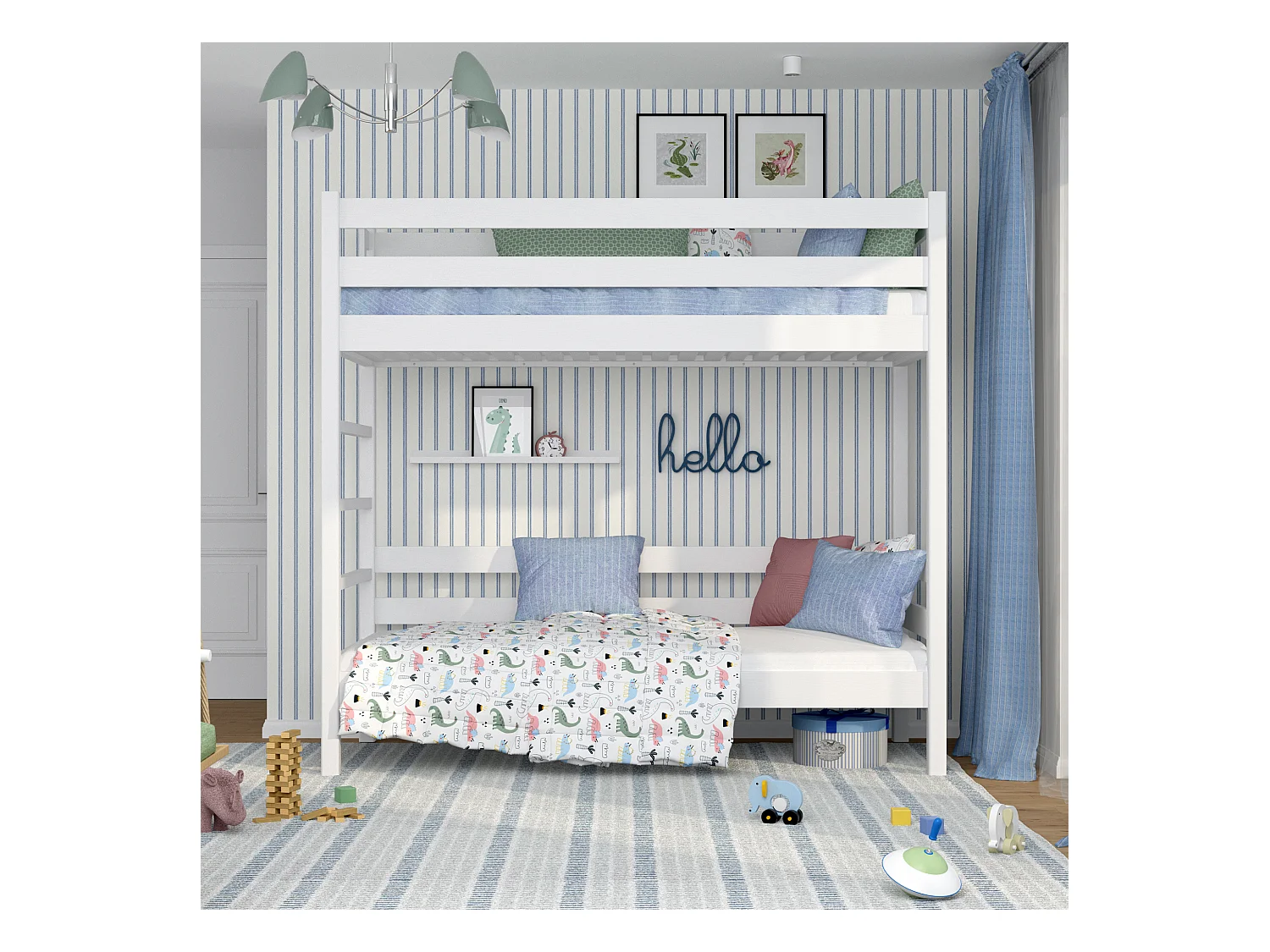 Lit superposé en bois N03 Blanc 120x190