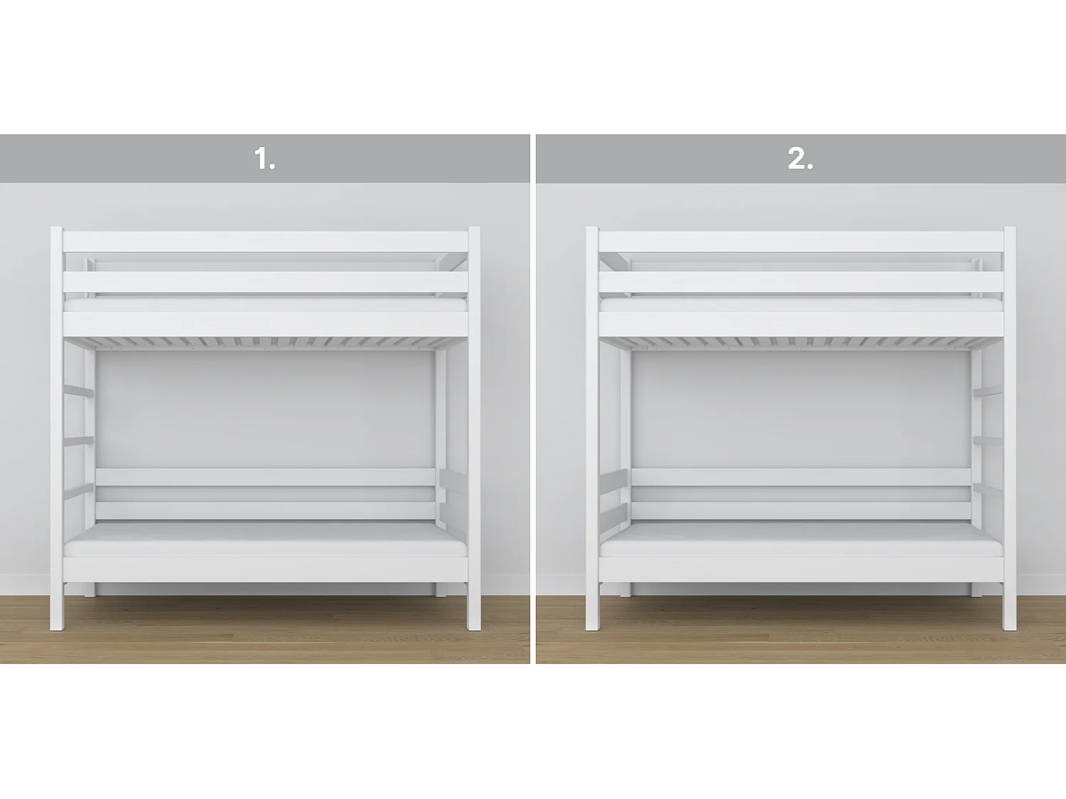 Lit superposé en bois N03 Blanc 90x190