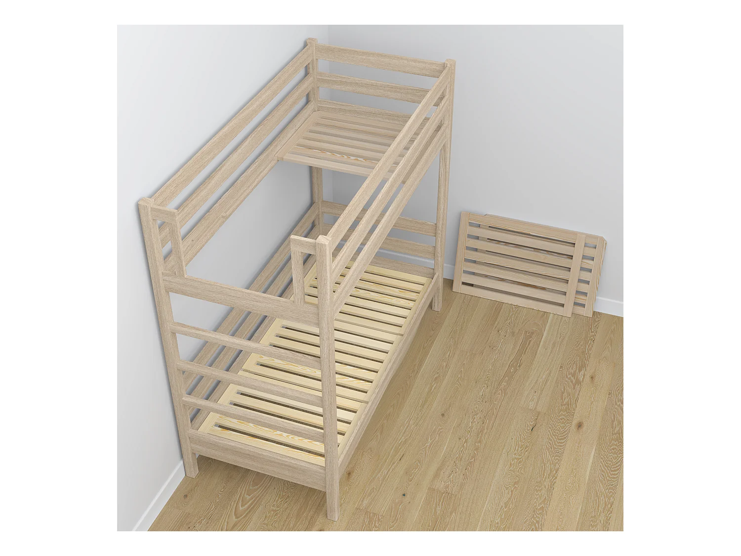 Lit superposé en chêne N03 Chêne Blanchi 100x180