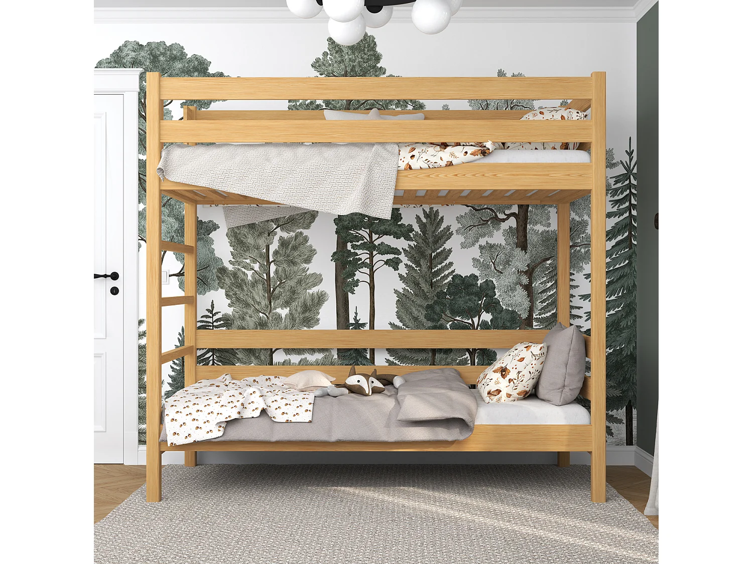 Lit superposé en bois N03 Pin Naturel 80x180