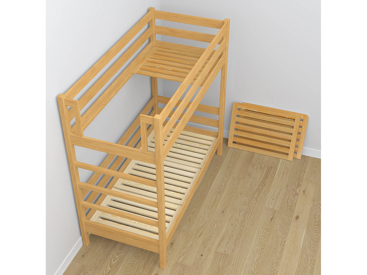 Lit superposé en bois N03 Pin Naturel 80x180
