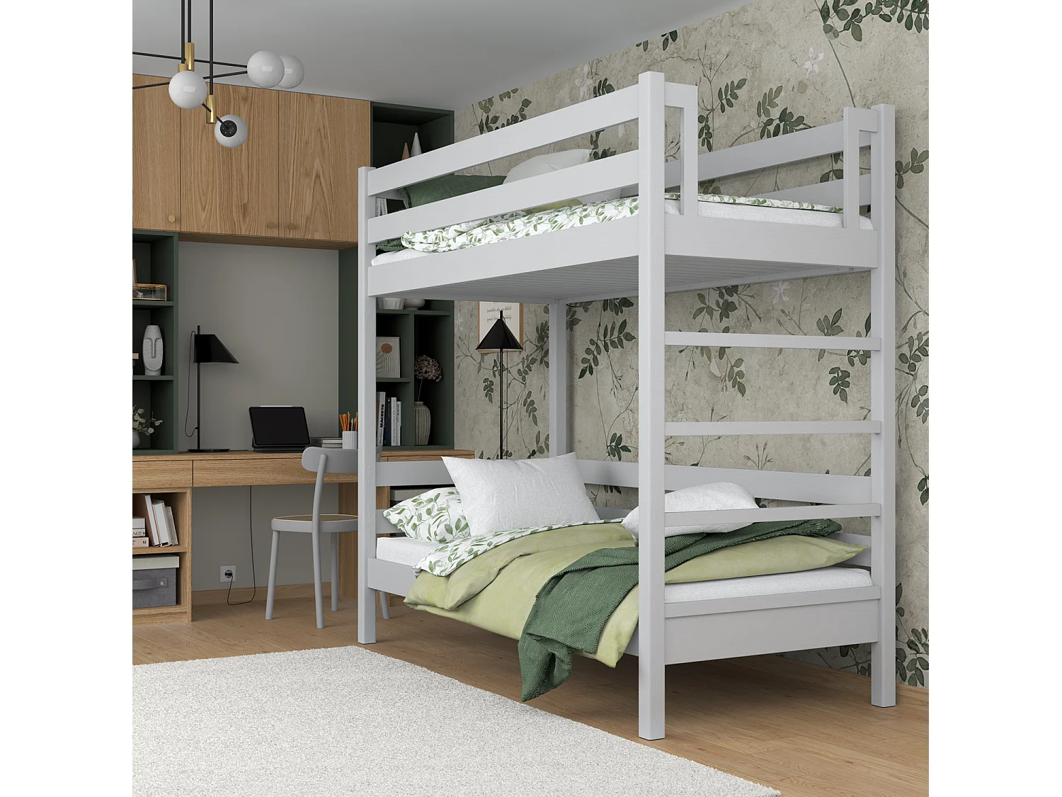Lit superposé en bois N03 Gris 90x180