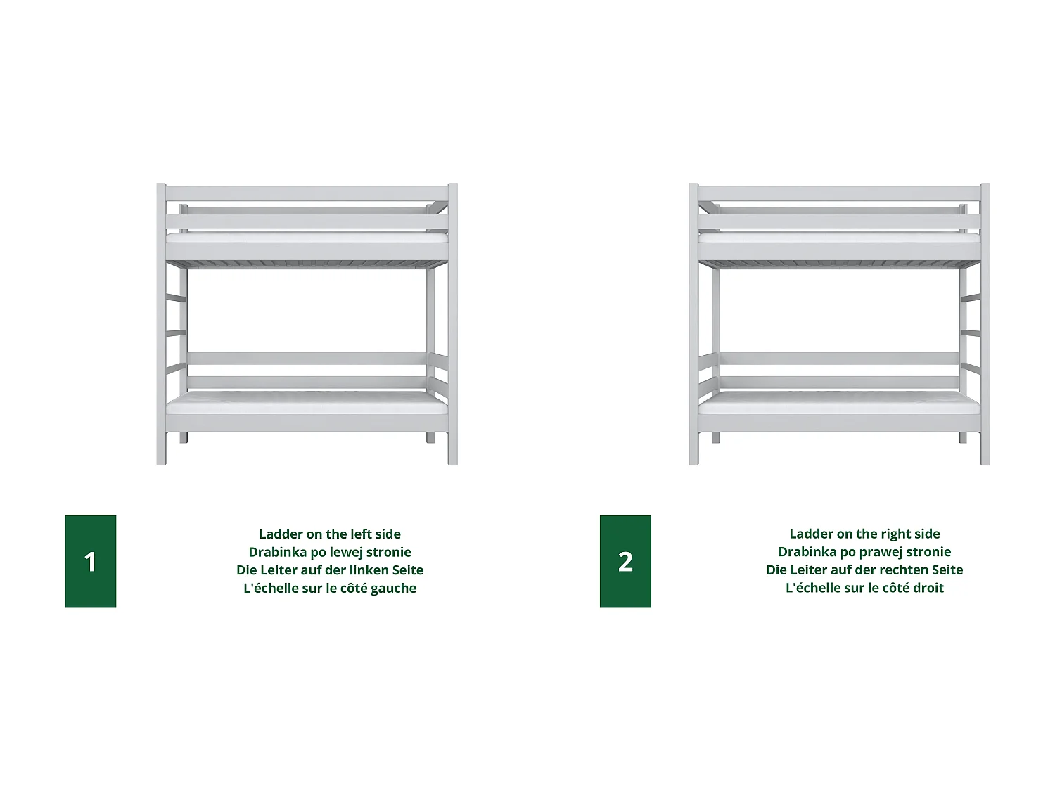 Lit superposé en bois N03 Gris 90x180