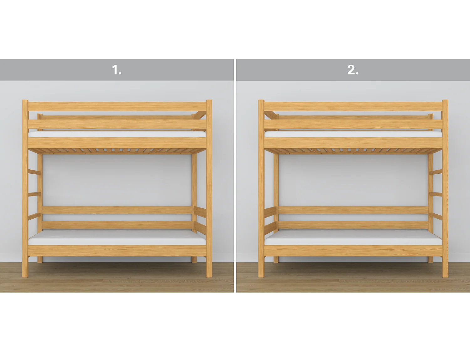 Lit superposé en bois N03 Pin Naturel 90x190