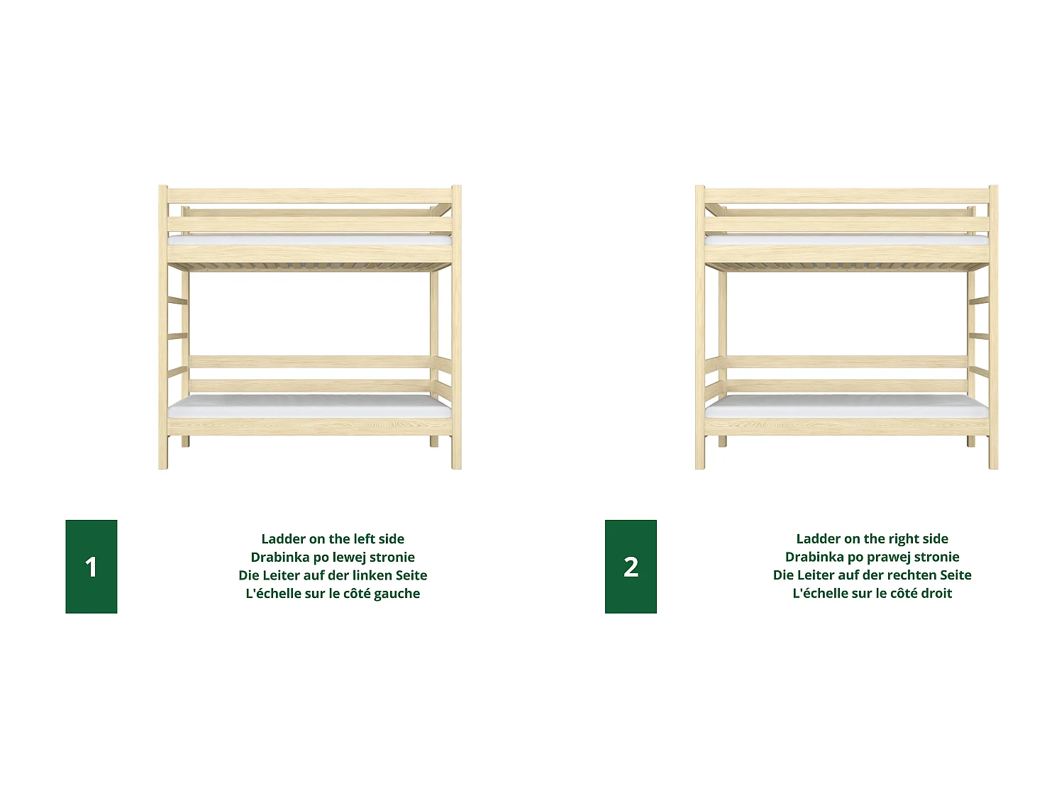 Lit superposé en bois N03 Pin Clair 80x180