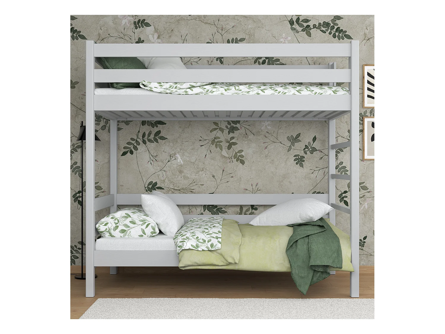Lit superposé en bois N03 Gris 120x200