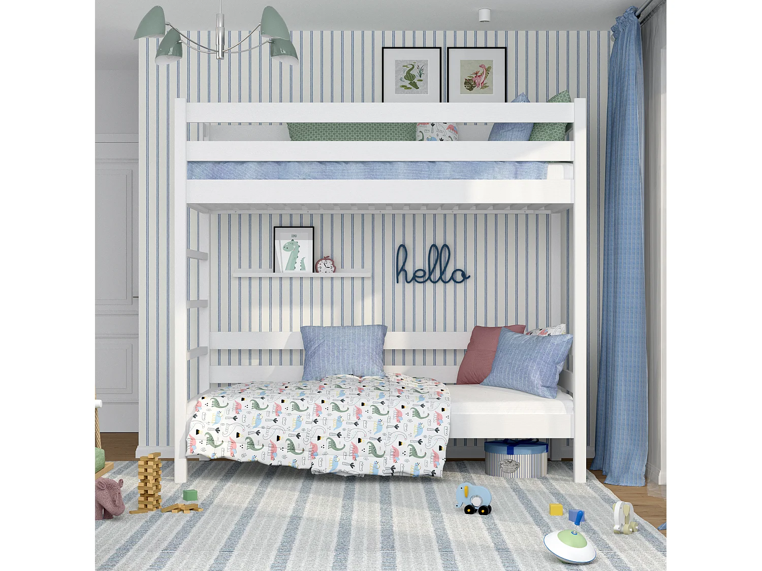 Lit superposé en bois N03 Blanc 100x200
