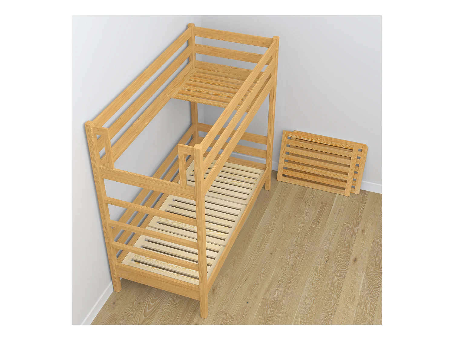 Lit superposé en bois N03 Pin Naturel 90x180