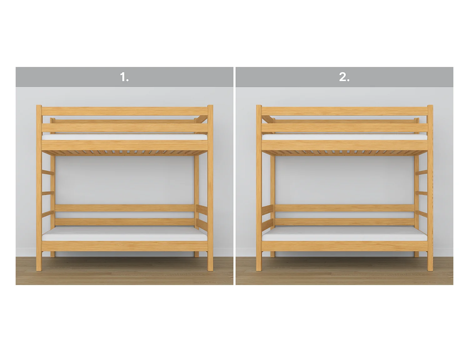 Lit superposé en bois N03 Pin Naturel 90x180