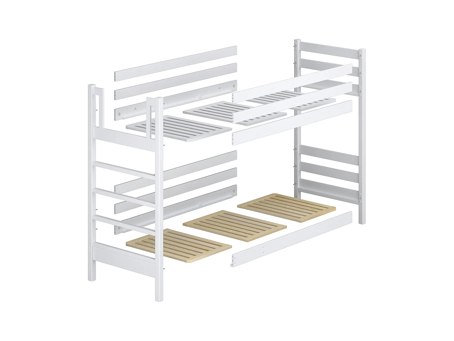 Lit superposé en bois N03 Pin Naturel 90x180