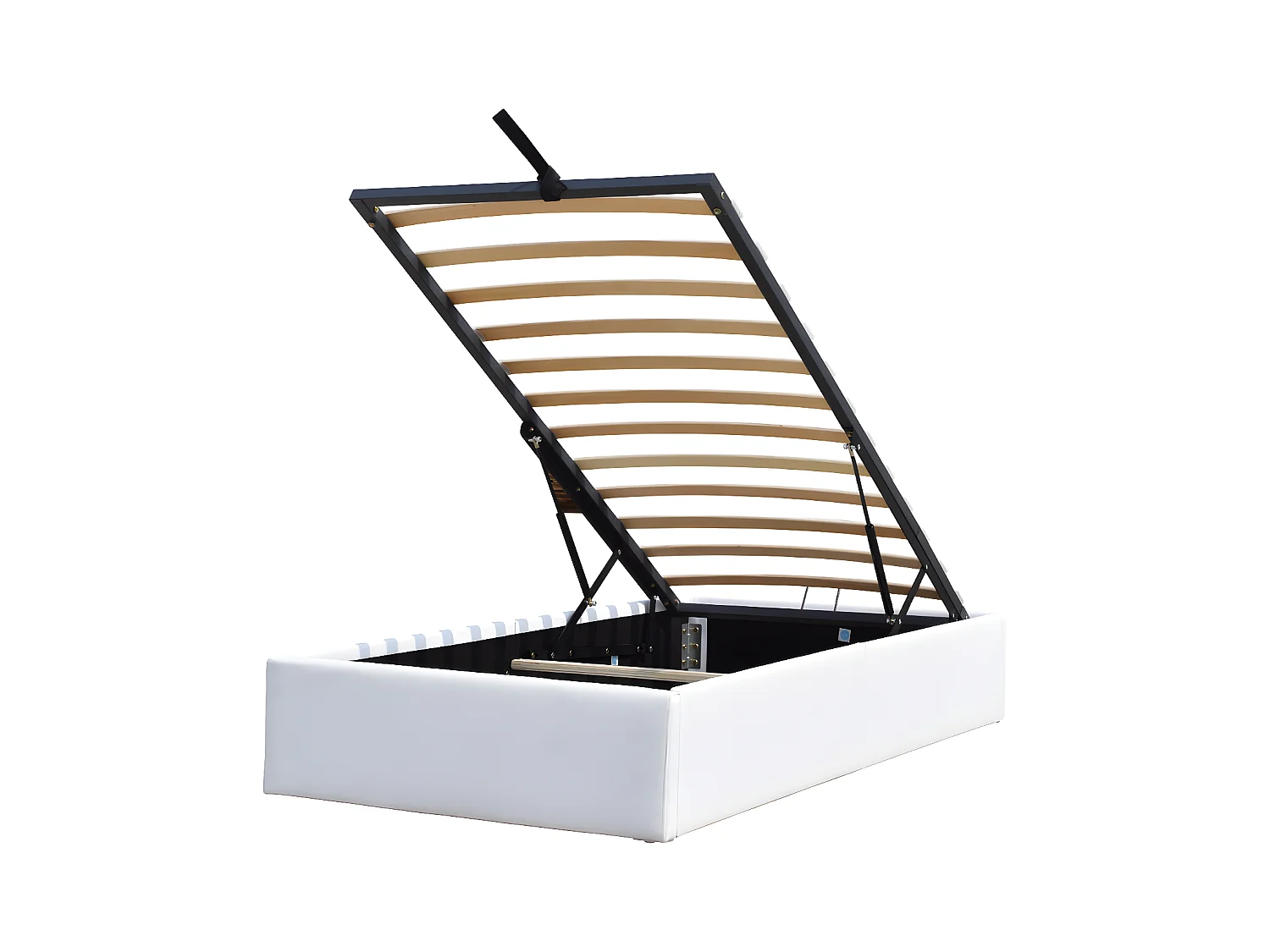 Nuits D'or Solide Lit Coffre Blanc pour Matelas 90x190 cm - 12 Lattes - Manon + Pieds - Montage Rapide et Facile - revet