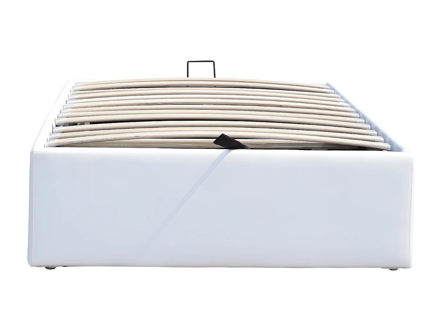 Solide Lit Coffre Blanc pour Matelas 90x200 cm - 12 Lattes - Manon + Pieds - Montage Rapide et Facile - revetement PVC S