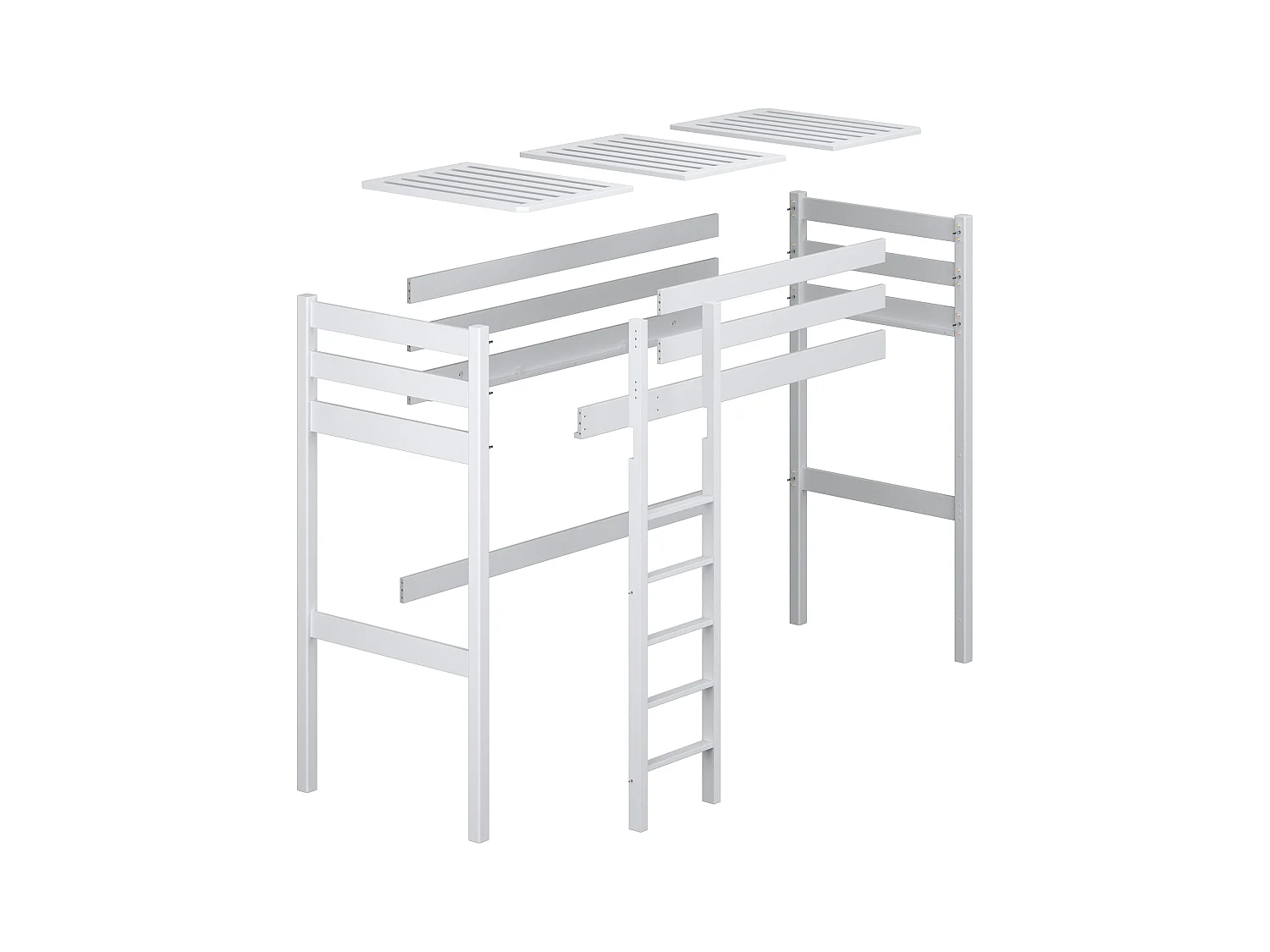 Lit mezzanine en chêne N05 Chêne Blanchi 100x200