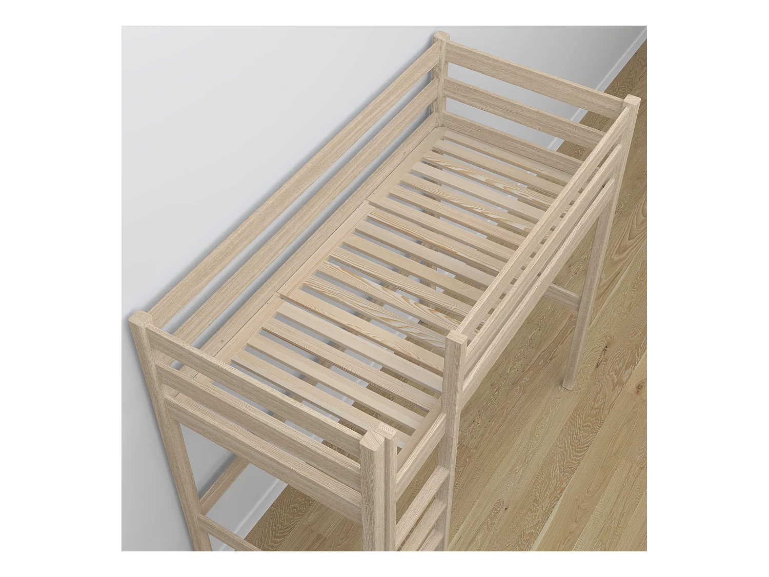 Lit mezzanine en chêne N05 Chêne Blanchi 100x200