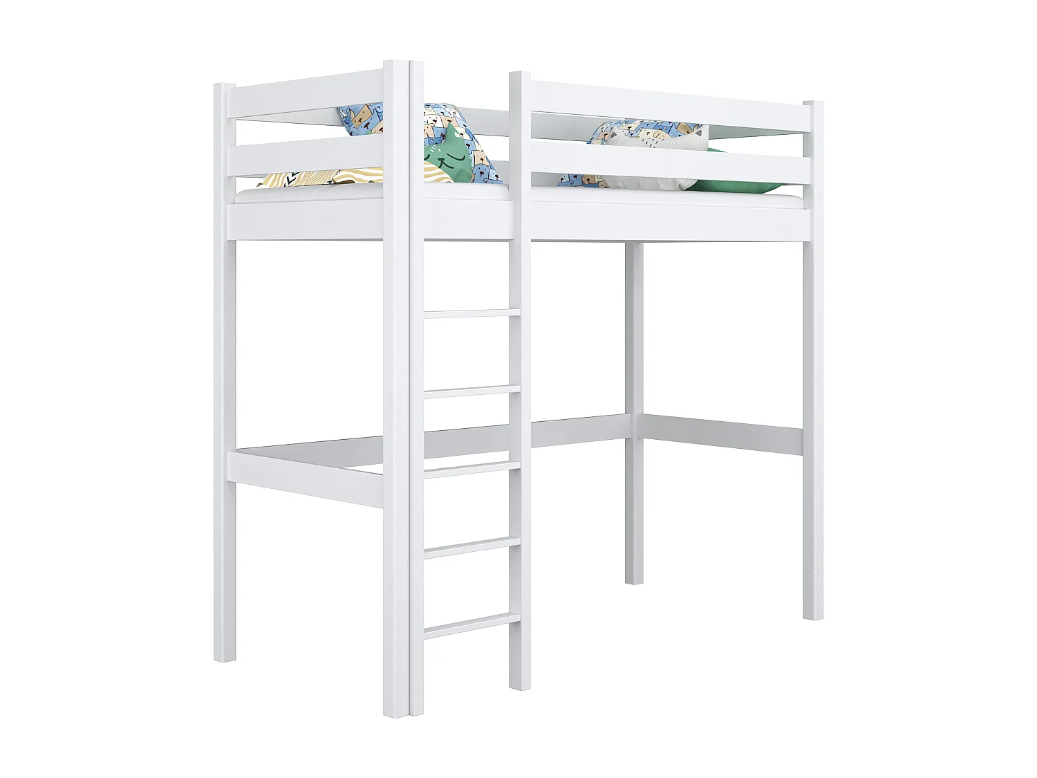 Lit mezzanine en bois N05 Blanc 100x190