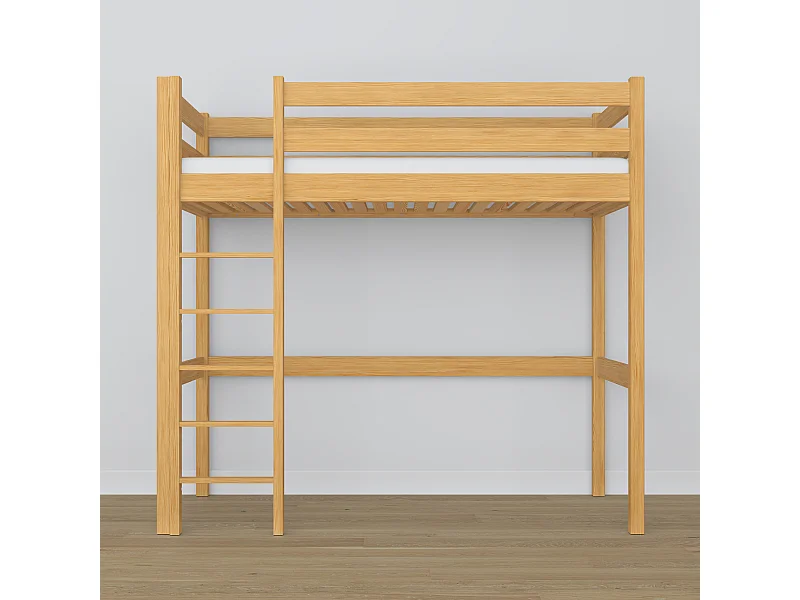 Lit mezzanine en bois N05 Pin Naturel 100x180