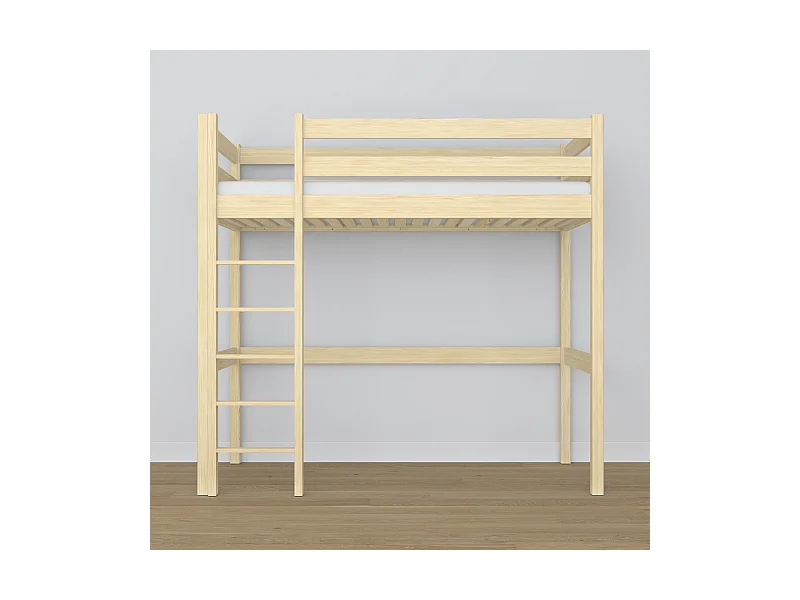 Lit mezzanine en bois N05 Pin Clair 120x190