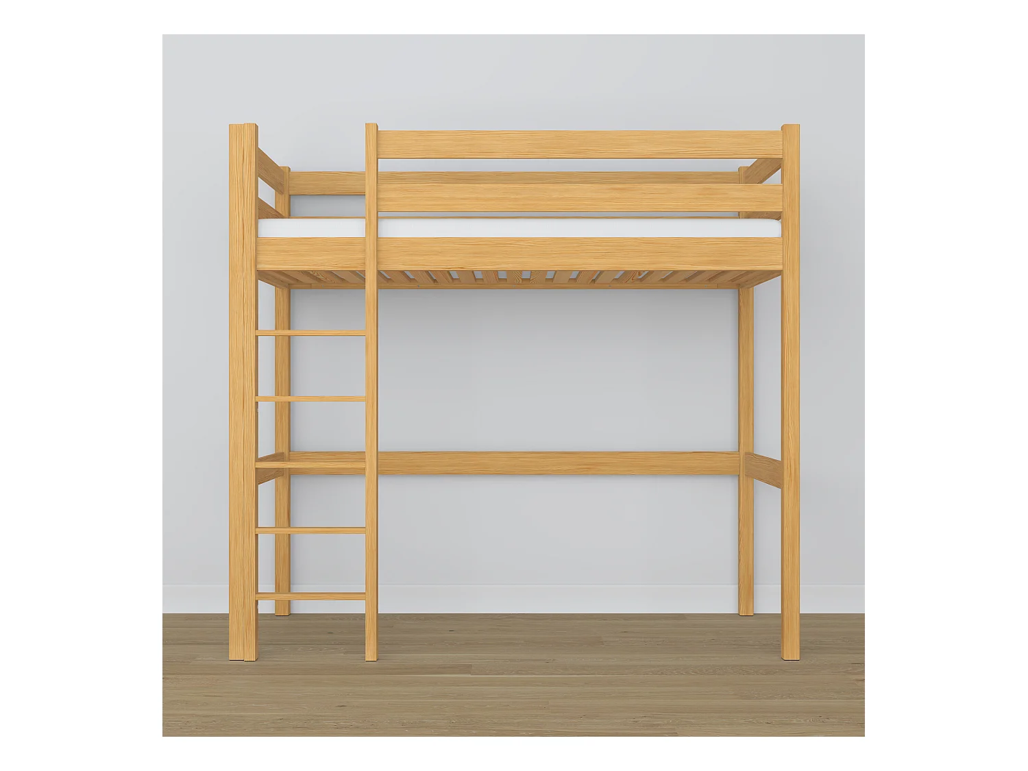 Lit mezzanine en bois N05 Pin Naturel 80x200