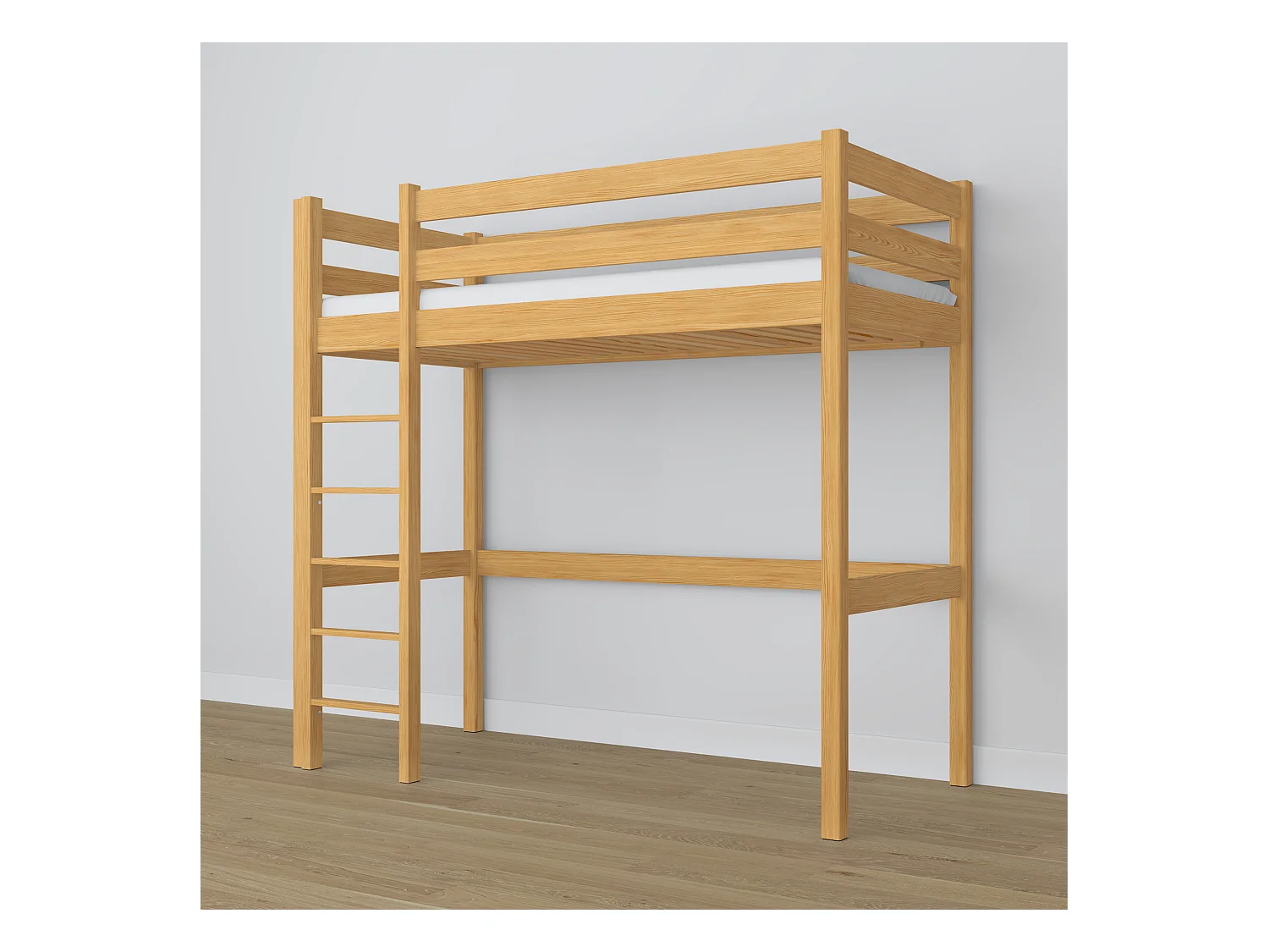 Lit mezzanine en bois N05 Pin Naturel 80x200