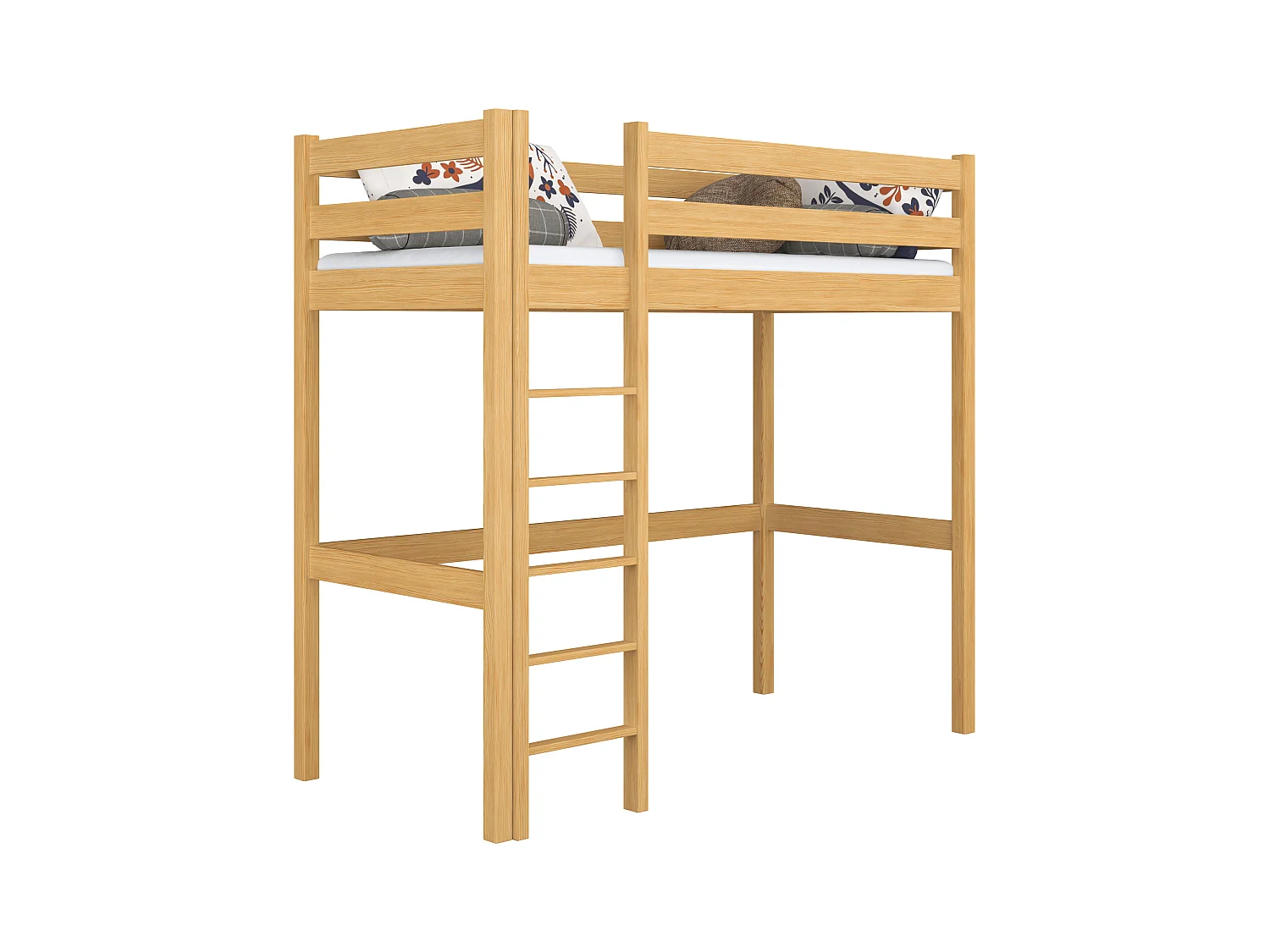 Lit mezzanine en bois N05 Pin Naturel 80x200