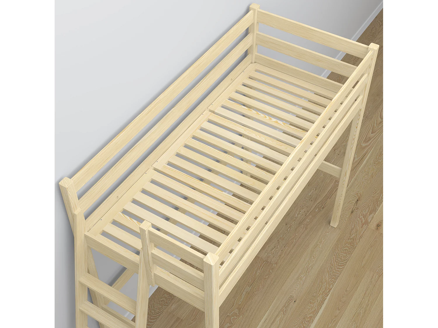 Lit mezzanine en bois N02 Pin Clair 100x180