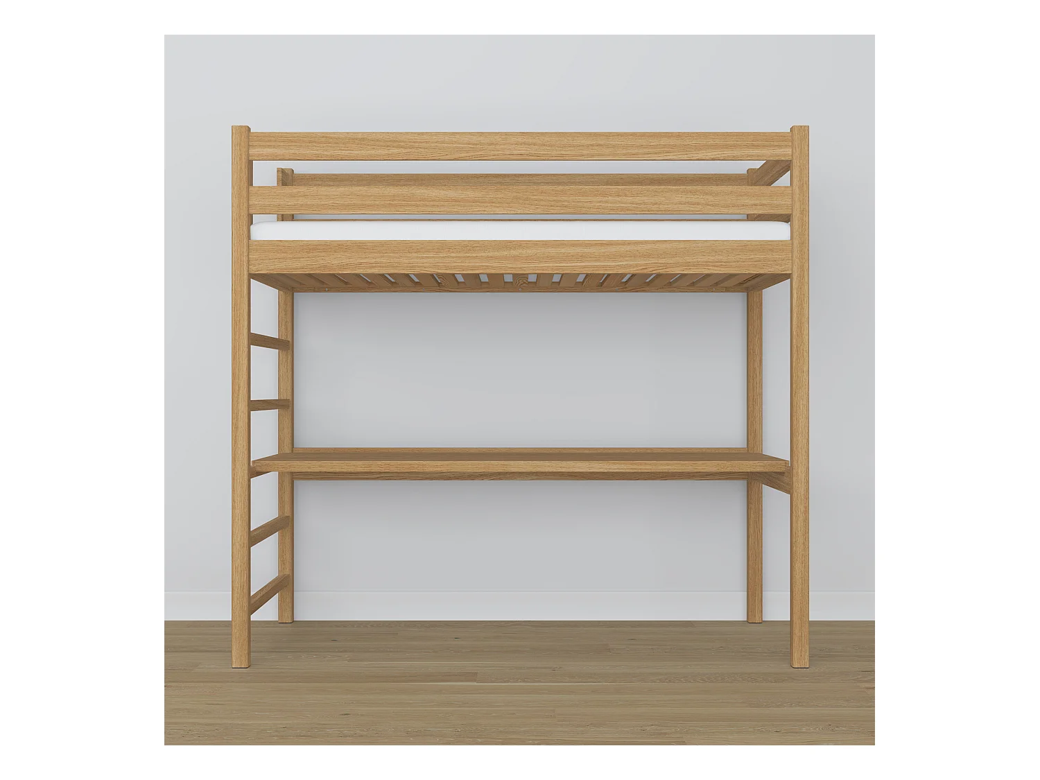 Lit mezzanine en chêne - avec bureau N01 Chêne Naturel 100x190