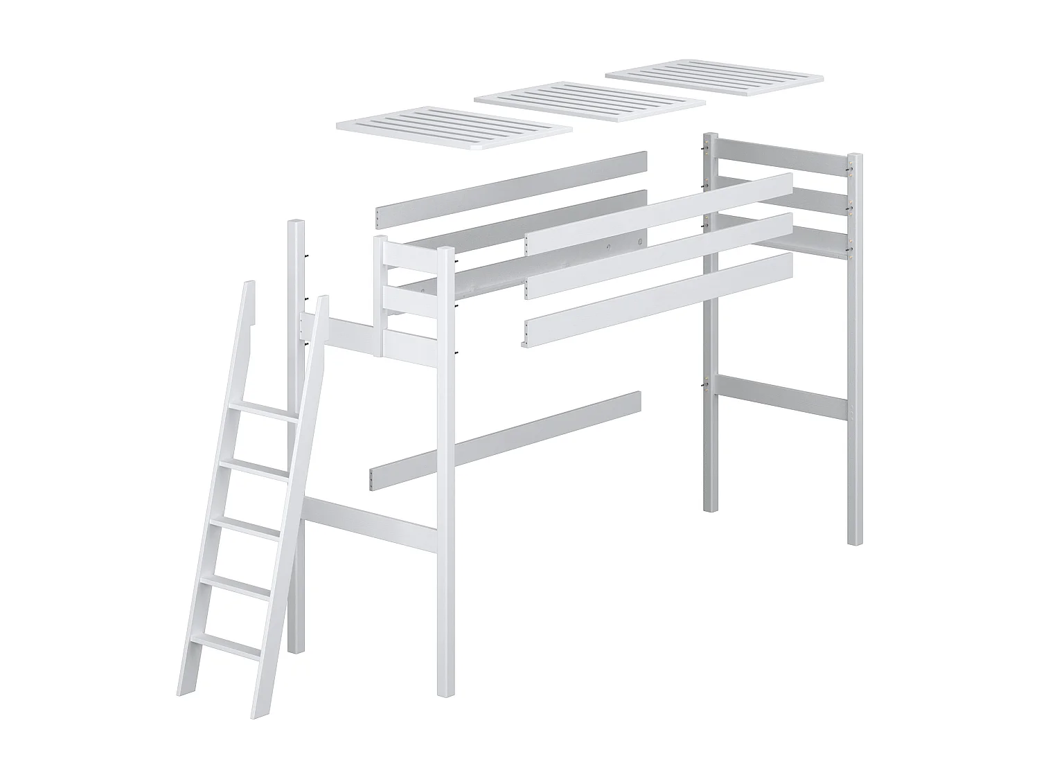 Lit mezzanine en bois N02 Blanc 100x190