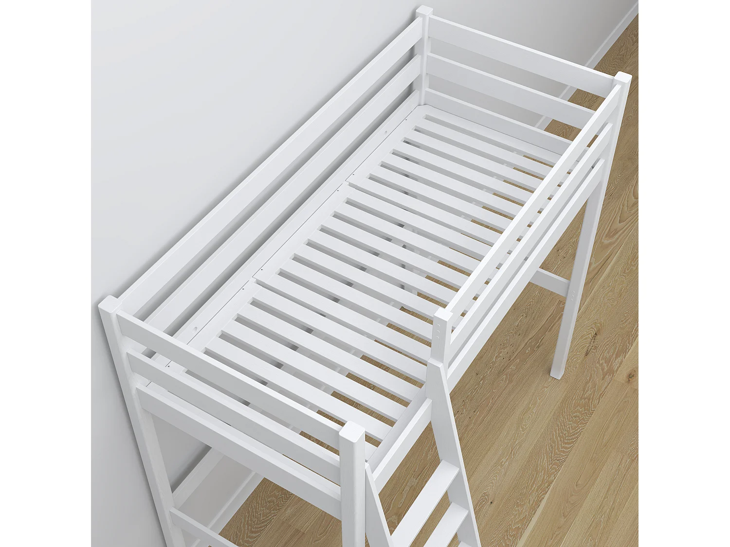 Lit mezzanine en bois - avec bureau N03 Blanc 100x190