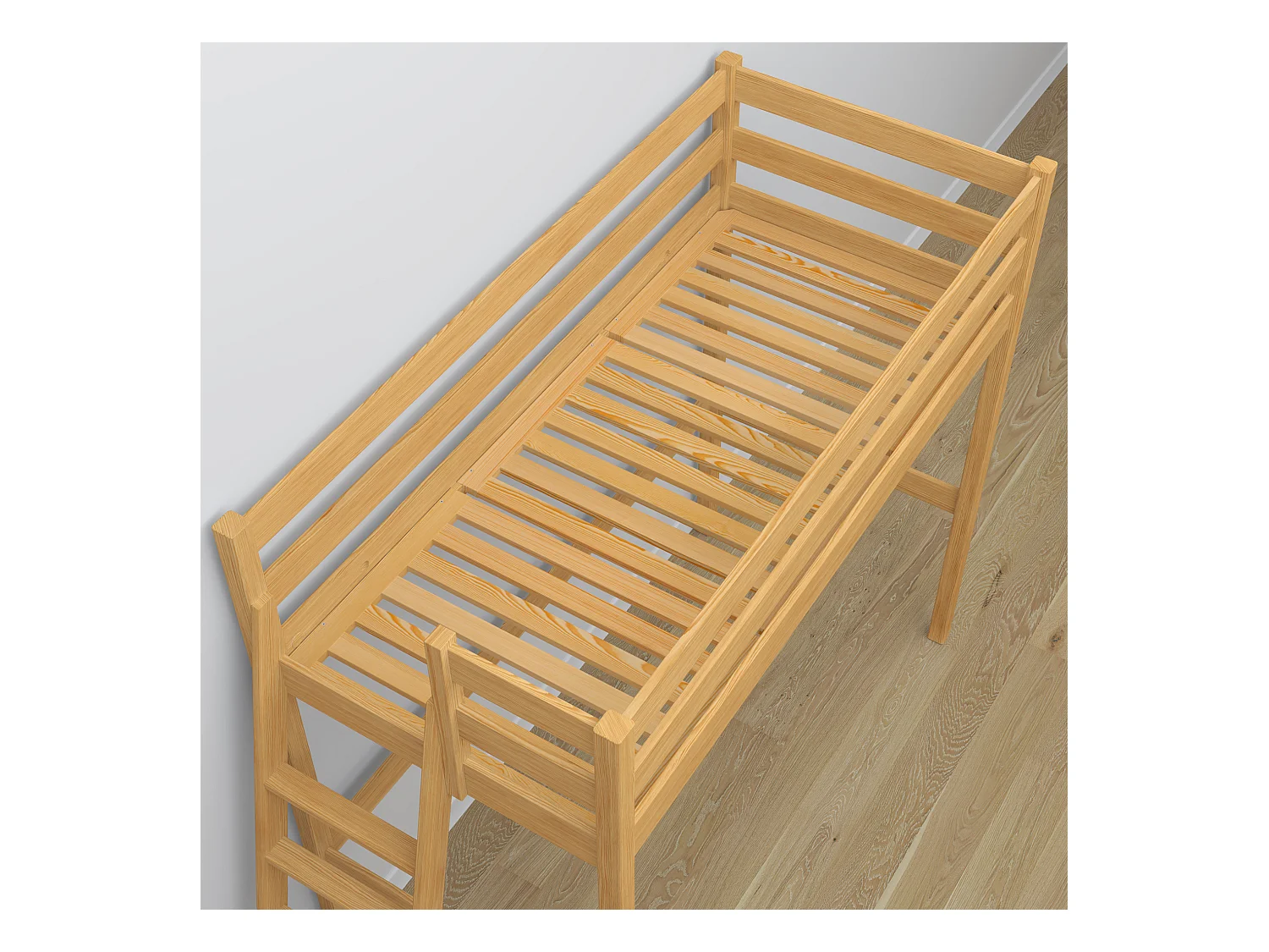 Lit mezzanine en bois - avec bureau N02 Pin Naturel 100x190