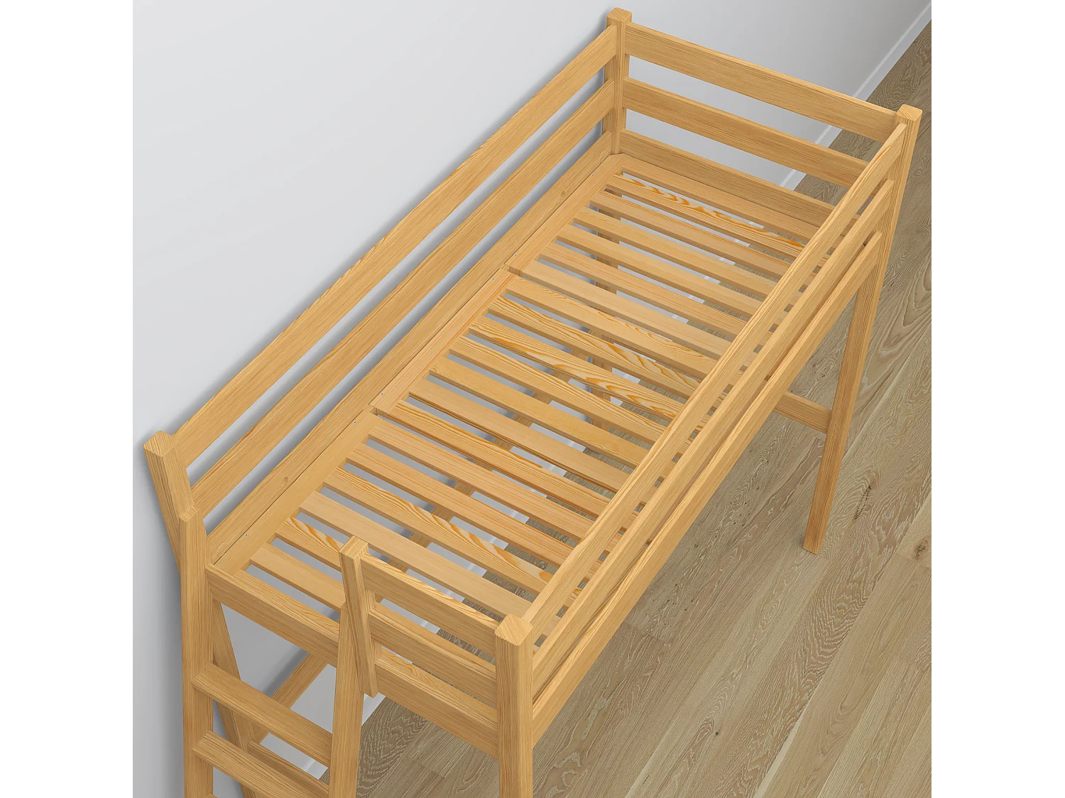 Lit mezzanine en bois - avec bureau N02 Pin Naturel 100x190