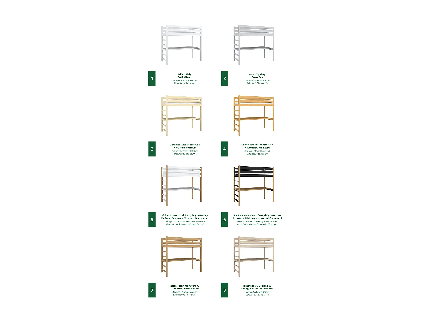 HOCHBETT N01 mit Schreibtisch Sonoma Eiche 80x190