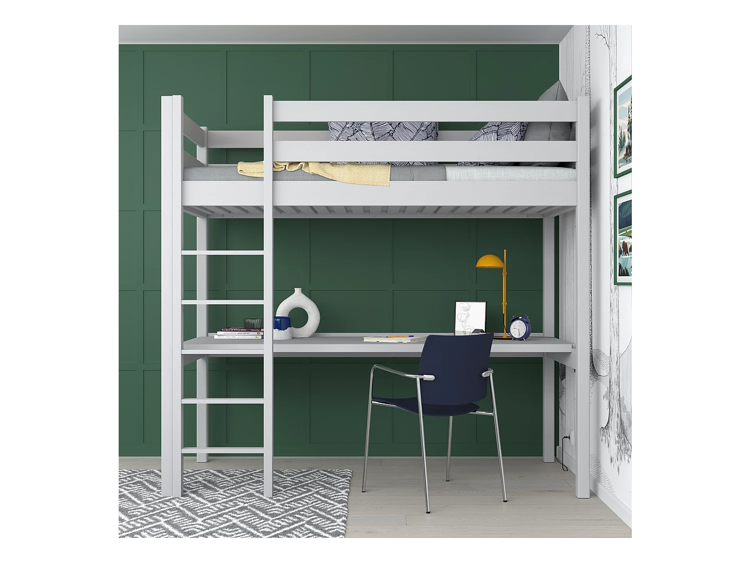 HOCHBETT N05 mit Schreibtisch Grau 120x180