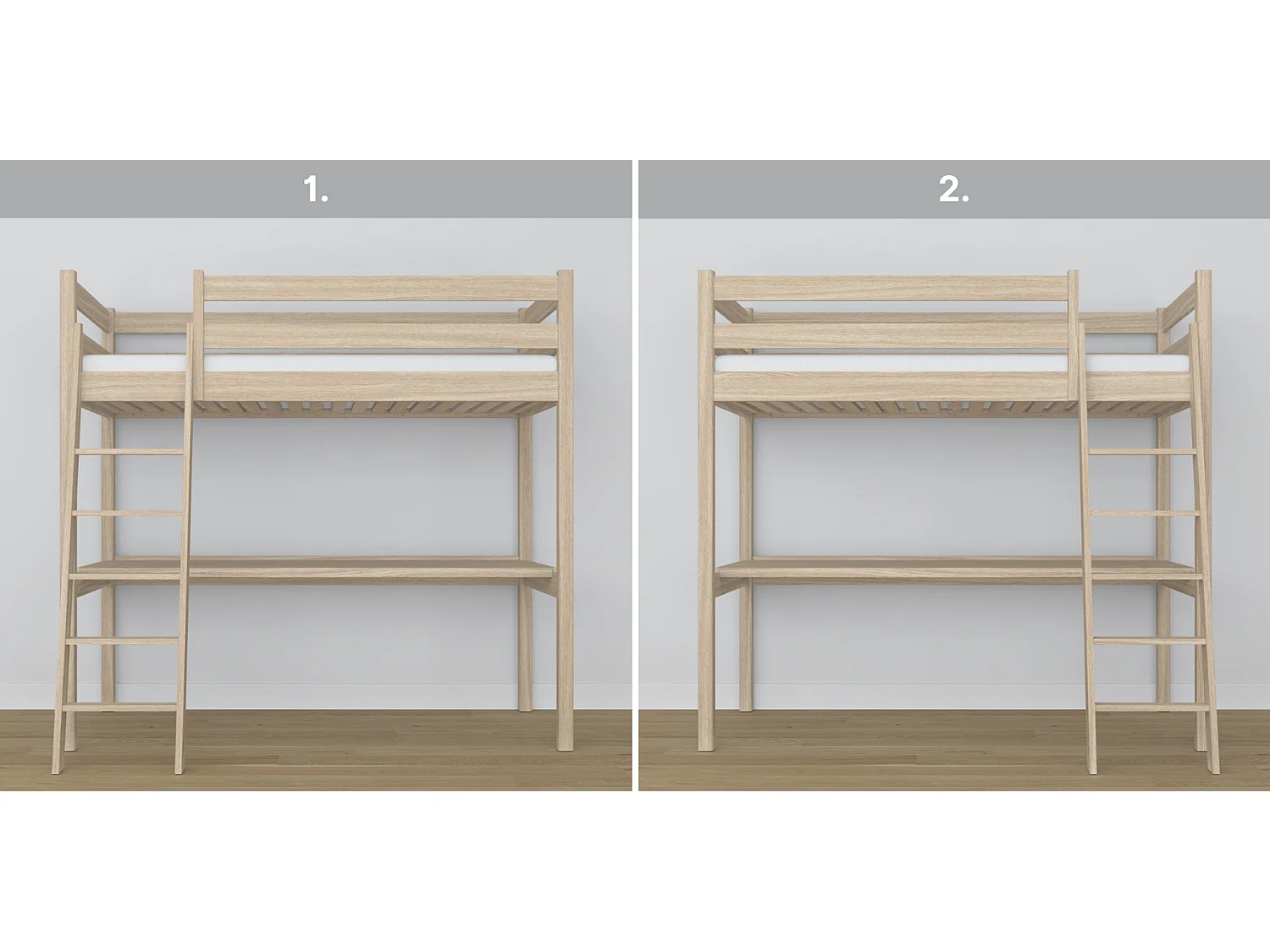 HOCHBETT N03 mit Schreibtisch Sonoma Eiche 100x200